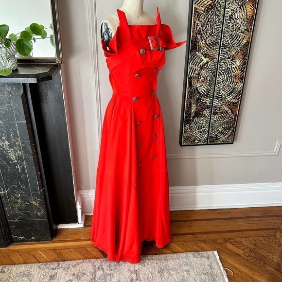 NWT Y2K YOHJI YAMAMOTO Formal Red Silk Gown - Spring Summer 2005 Collection - Picture 6 of 13